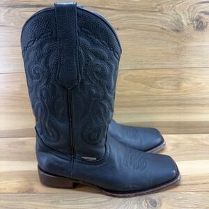 Texas Country Western Boots Mens 10 Black Pebble Leather Square Toe Cowboy